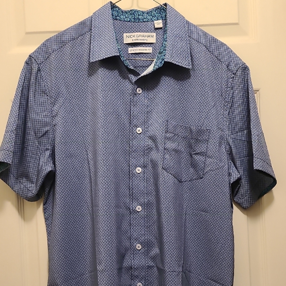 Casual Blue Button Down Shirt with Lightweight Fabric